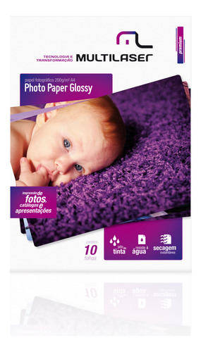 Photo Paper C/200 Gr Tam. A4 Multilaser C/ 10 Fls