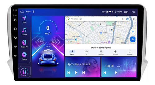 Multimidia Peugeot 208 14/18 9p Android Auto Carplay 32gb