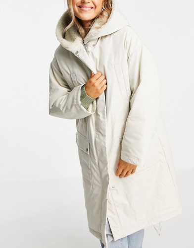 Parka Color Crema Con Diseño En Cascada De Asos Design