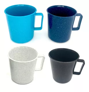 Juego 6 Tazas Para Café De Peltre Azul Jaspeado 360 Ml Cinsa