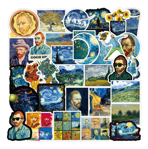 Van Gogh 100 Calcomanias Stickers Pvc Filosofía Arte Pintura
