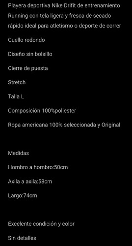 Playera De Entrenamiento Nike Running Para Correr Drifit L (Usado)