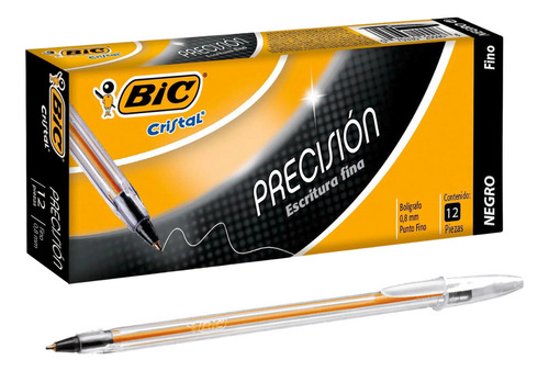 Bolígrafo Bic Cristal 0.8mm Fino Caja 12 Lápiz Pasta Cristal Tinta Negro