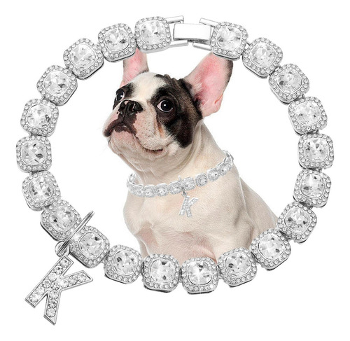 Collar cubano de diamantes con cadena de plata para perros