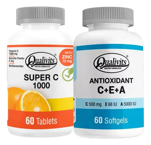 Super C, Zinc + Antioxidante Vitamina C, E, A - Qualivits Sabor Sin Sabor