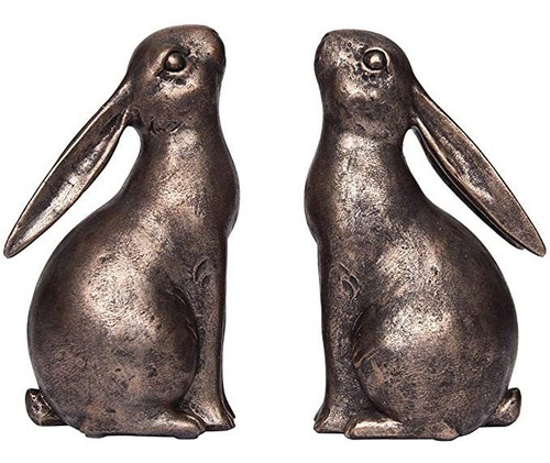 Creative Co-op Bronze Resin Bunny Shape (juego De 2 Piezas)