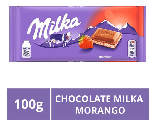 Chocolate Milka, Morango, Barra 100g