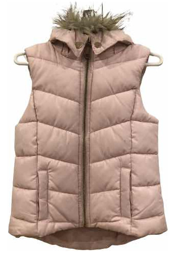 Chaleco H&m 6-8 Rosa Capucha Desmontable C/piel