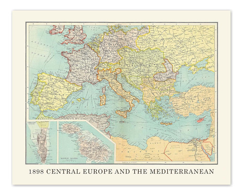 Impresiones De Mapas Vintage De Europa Central Mediterr...