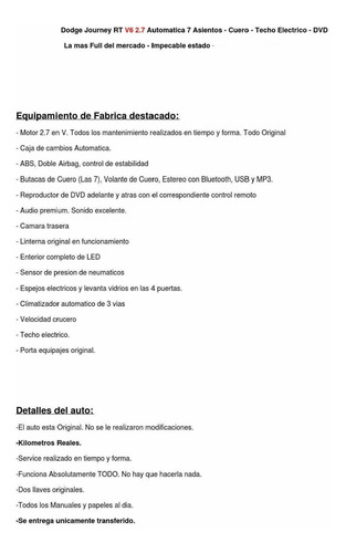 Dodge Journey 2010 2.7 Rt Atx (3 Filas)+dvd+techo