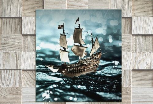 Vinilo Decorativo 30x30cm Barco Pirata Marinero Oceano M1