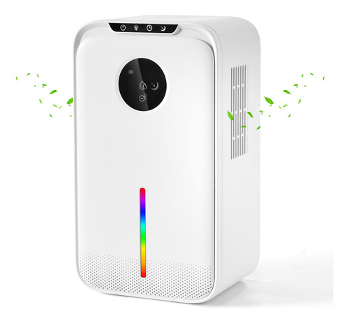 Deshumidificador Electrico Con Tanque De 2.5l Y Led 7 Colors,potente, Eficiente Y Silencioso Mini Deshumidificador Portátil Con Luz Ambiental De Color Para El Hogar, La Oficina O La Oficina