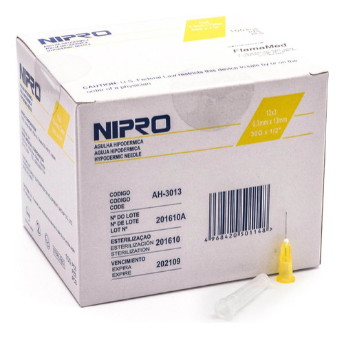 Aguja Hipodermica Nipro 30g X 1/2 Caja 100 Unidades