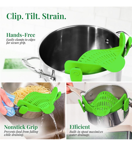 Colador De Pasta De Silicona Con Clip Para Ollas Y Sartenes.