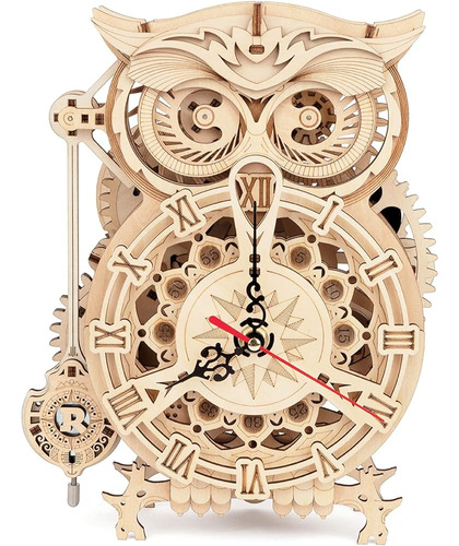 Rompecabezas De Madera 3d Rokr Owl Clock - Kit De Construcci