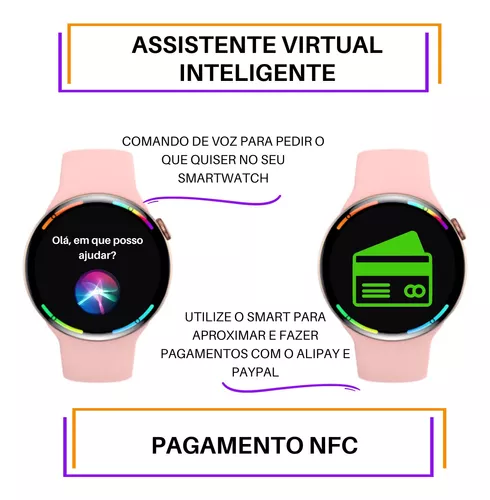 Relogio Smart Watch Preto Feminino Compativel iPhone Samsung