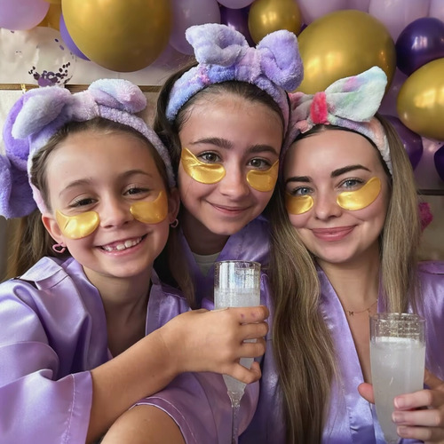 Set 24pz Spa Niñas Fiesta Spa Day Party Bata Skincare 6 Años Morado