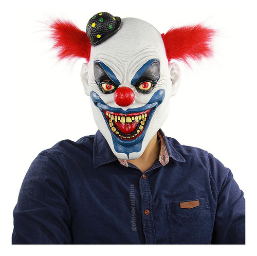 Máscara De Payaso Látex Con Pelos Para Disfraz Halloween 