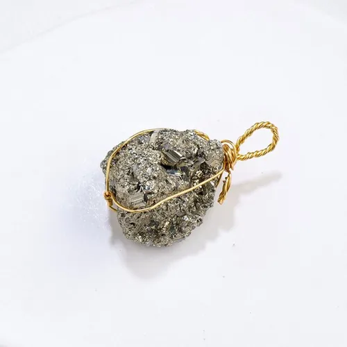 Raw Pyrite Stone Necklace Natural Crystal Stone