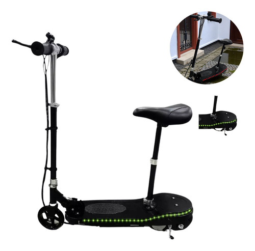 Scooter Patín Infantil Eléctrico Con Asiento Y Led 12km/h