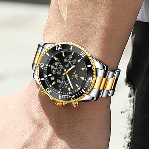 Olevs Relojes De Oro Negro Para Hombre Clásico Con Fecha De