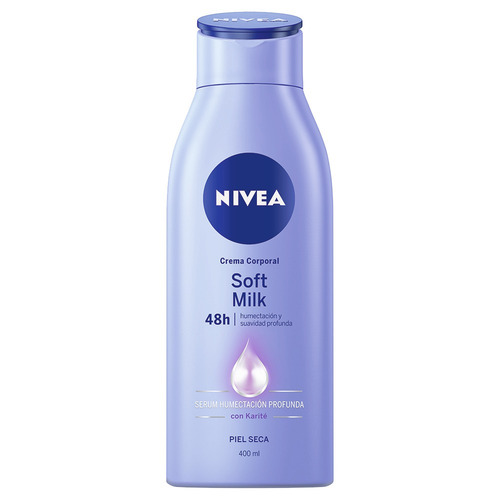  Crema humectante para cuerpo Nivea Soft Milk en botella 400mL