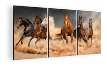 Comprar Cuadro Decorativo Mural Triptico Caballos 90x42 Mdf