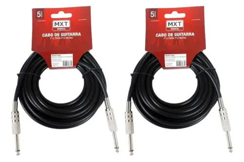 Kit 2 Cabos De Guitarra Violão Baixo P10 X P10 Mono 5m Mxt Menor preço em Kit 2 Cabos De Guitarra Violão Baixo P10 X P10 Mono 5m Mxt
