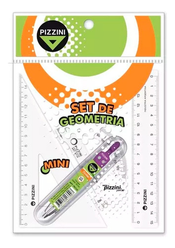 Set Geometria Pizzini Regla Compas Escuadra Transportador