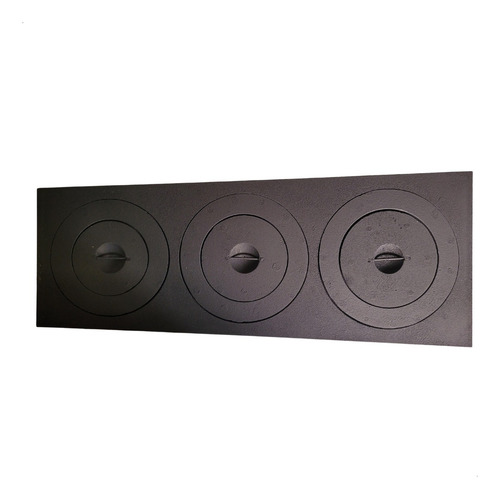 Chapa P/ Fogão A Lenha 3 Furos Completa 67x28x22 Cor Preto