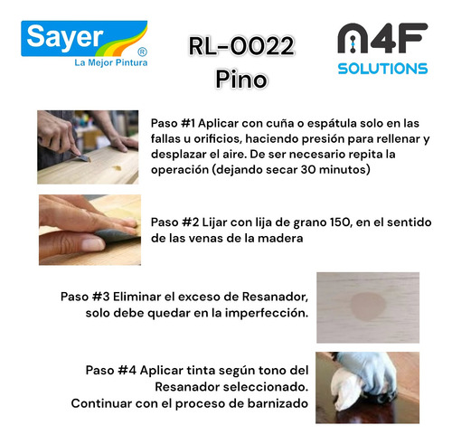 Sayer Resanalack Para Madera Base Agua Pino (250ml) 2pz