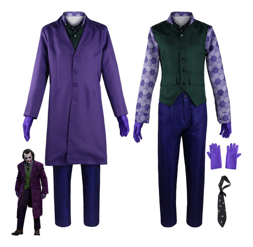 Halloween Dark Knight Heath Ledger Joker Hombre Cos Costume