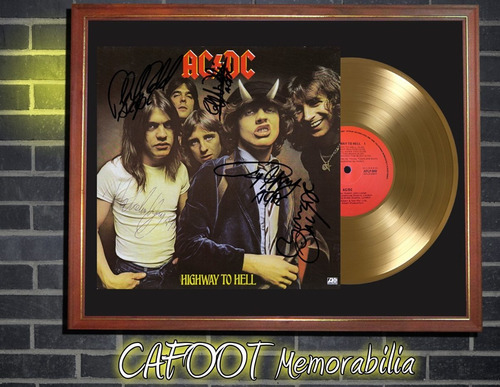 Ac Dc Highway To Hell Tapa Lp Firmada Disco Oro En Cuadro