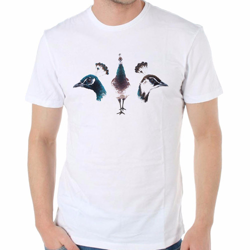 Remera De Hombre Pavo Real Aves Animales Fauna Hermoso Alas