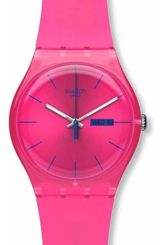 Reloj Swatch Mujer Pink Rebel Suop700 De Caucho Fucsia