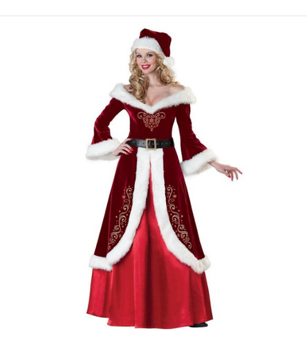 Disfraz Navideño Talla Grande Vestido Largo De Navidad