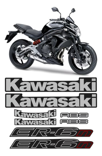 Kit Jogo Faixa Emblema Adesivo Kawasaki Er-6n 2010 Er6nd