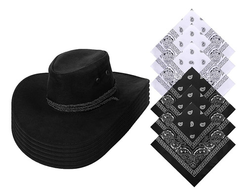 Paquete 6 Sombreros Vaquero Con Bandana Cachemira Sombrero V