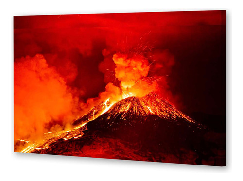Cuadro 20x30cm Volcanes Erupcion Lava Humo Rojo