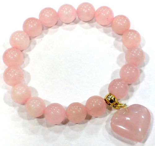 Pulseira Com Esferas De Pedras Naturais Quartzo Rosa Linda