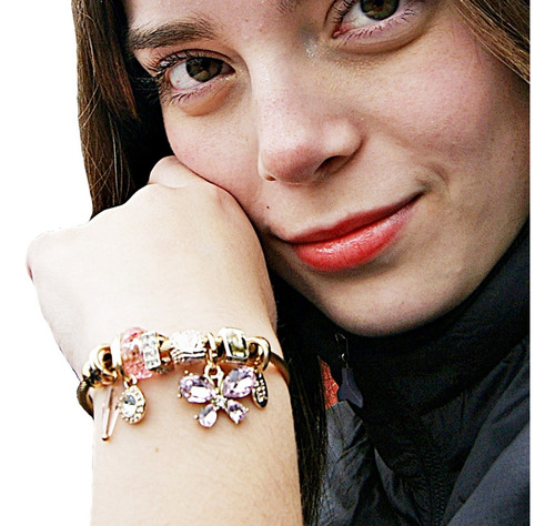 Pulsera Acero Mariposa Rosado