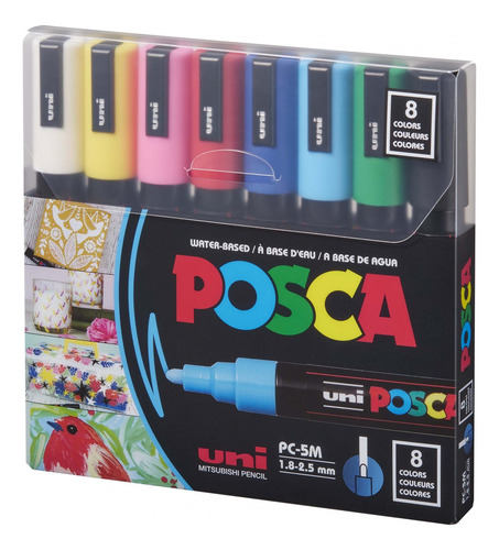 Marcadores Uni Posca Pc-5m 1.8-2.5 Mm Set X8 Colores