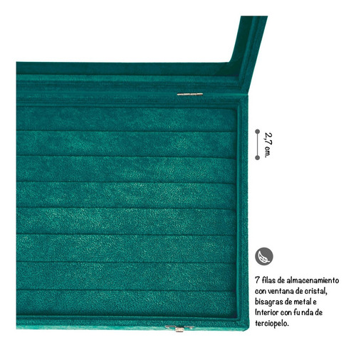 Imagen 4 de 10 de Estuche Terciopelo Caja Porta Anillos Con Tapa Exhibidor