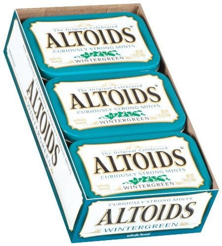 Altoids Wintergreen Candy, 1,76 Oz Envase Del Estaño, 12 Con