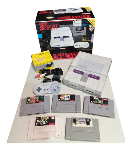 Super Nintendo Snes Con 5 Juegos Y 1 Control