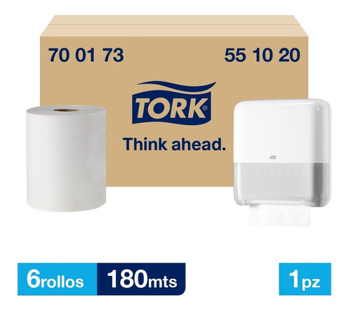 Tork Dispensador + Toalla En Rollo Adv Hd 6 Rollos / 180 Mts
