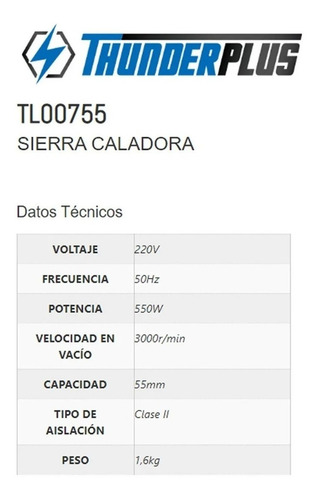 Sierra Caladora Thunder 550w Velocidad Variable 55mm