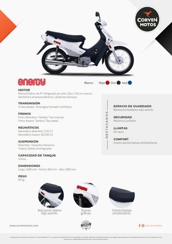 Corven Energy 110 Base - 0 Km - Bonetto Motos