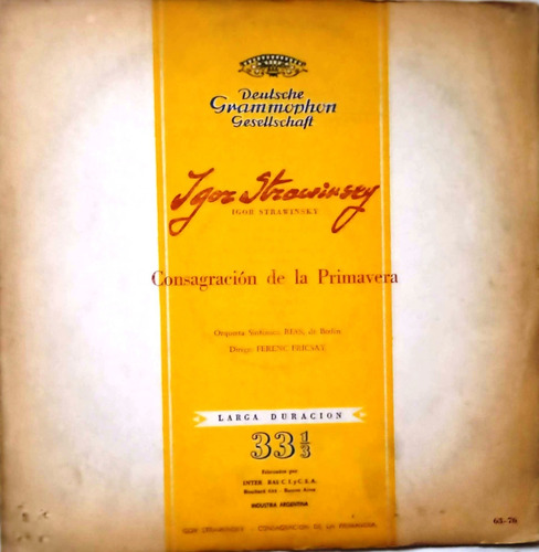 Vinilo Deutsche Grammophon - Stravisnky - Orq. Sinf. Rias