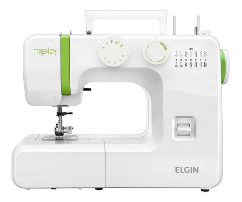 Máquina de costura reta Elgin Trendy JX-3013 portátil branca/verde 220V